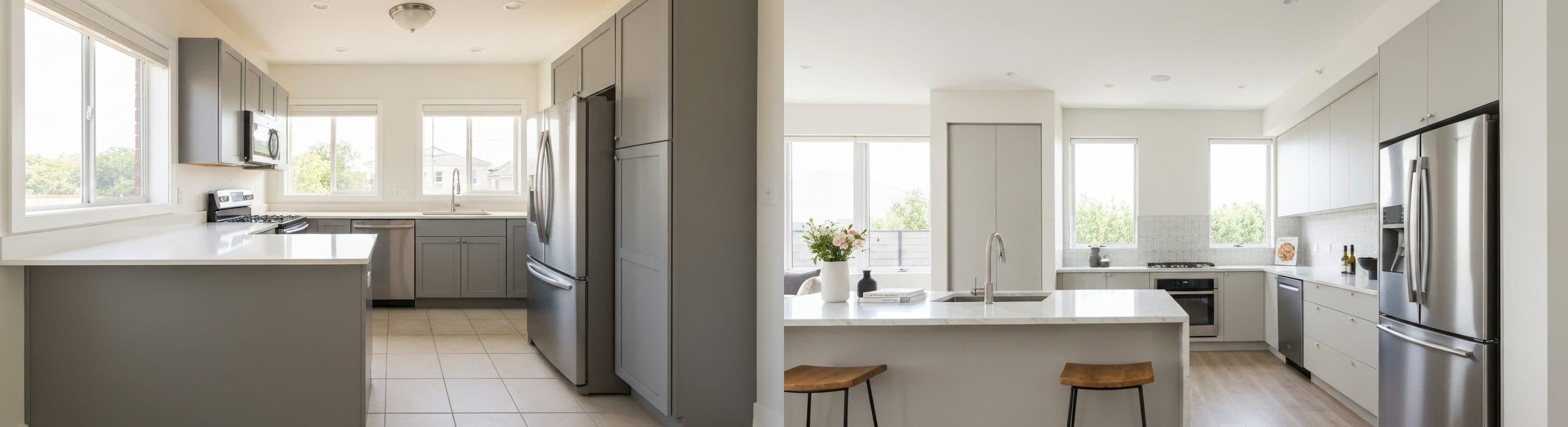 kuchyně: před a po virtuálním stagingu