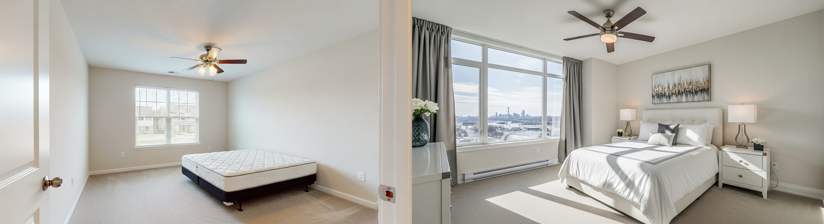 غرفة النوم: قبل وبعد التأثيث الافتراضي