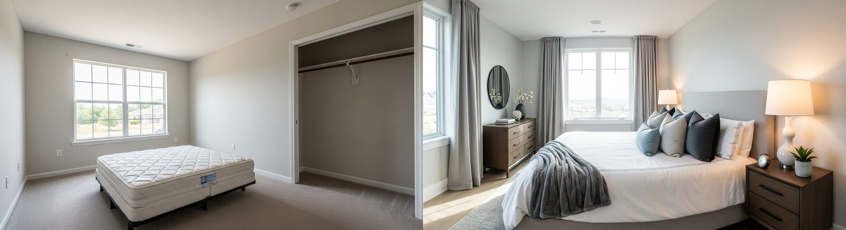 غرفة النوم: قبل وبعد التنسيق الافتراضي