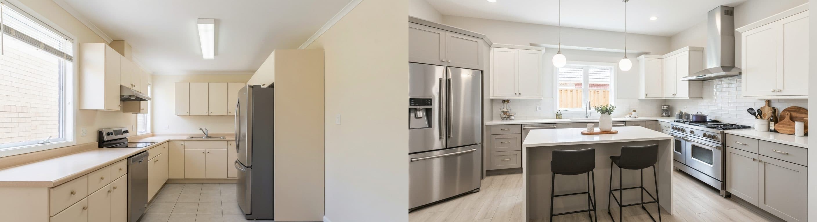 Kuchnia: przed vs po wirtualnym stagingu