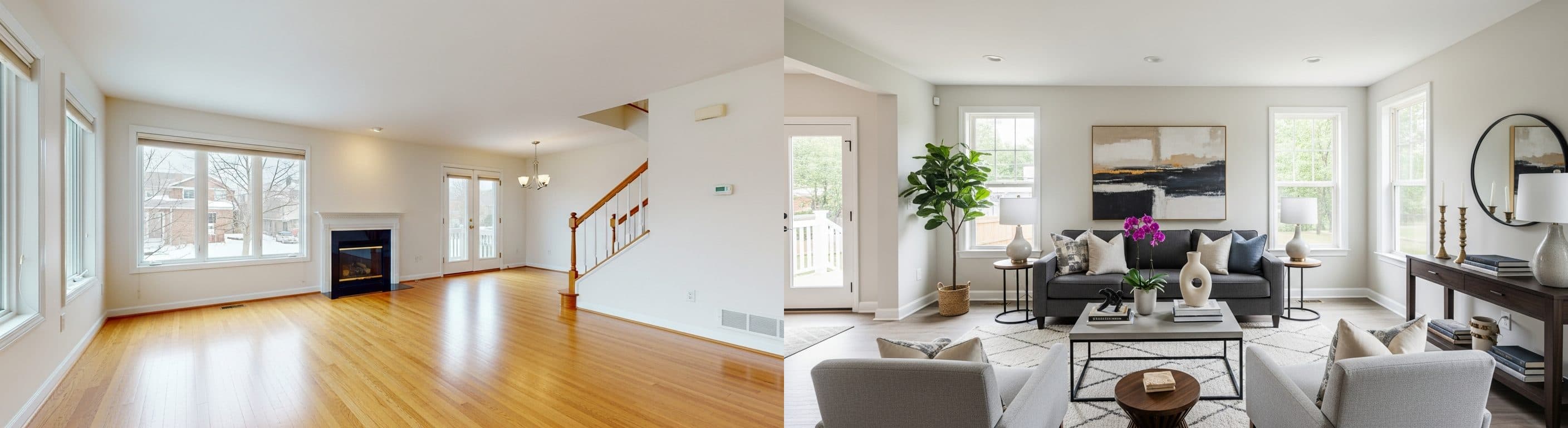 Salon : avant vs après le staging virtuel