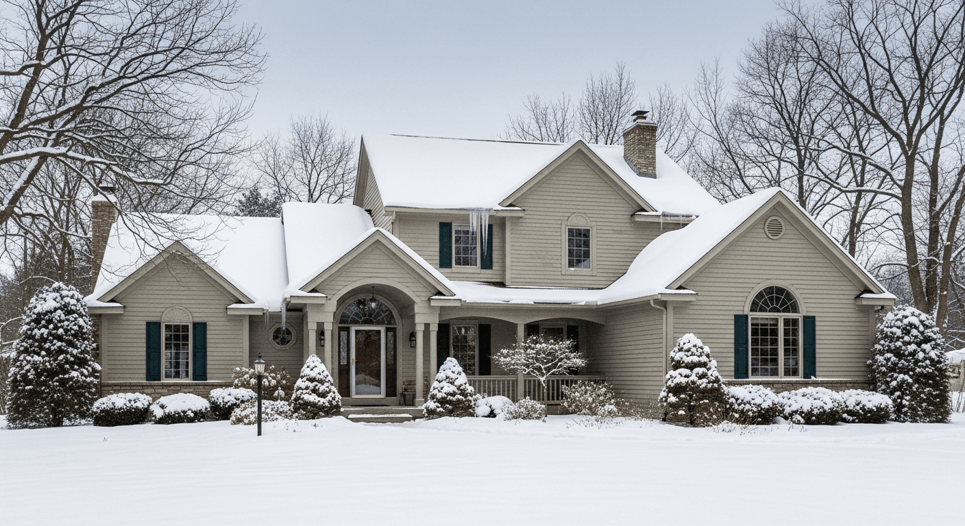 Útulný zimný interiér domu s optimalizovaným osvetlením a teplom