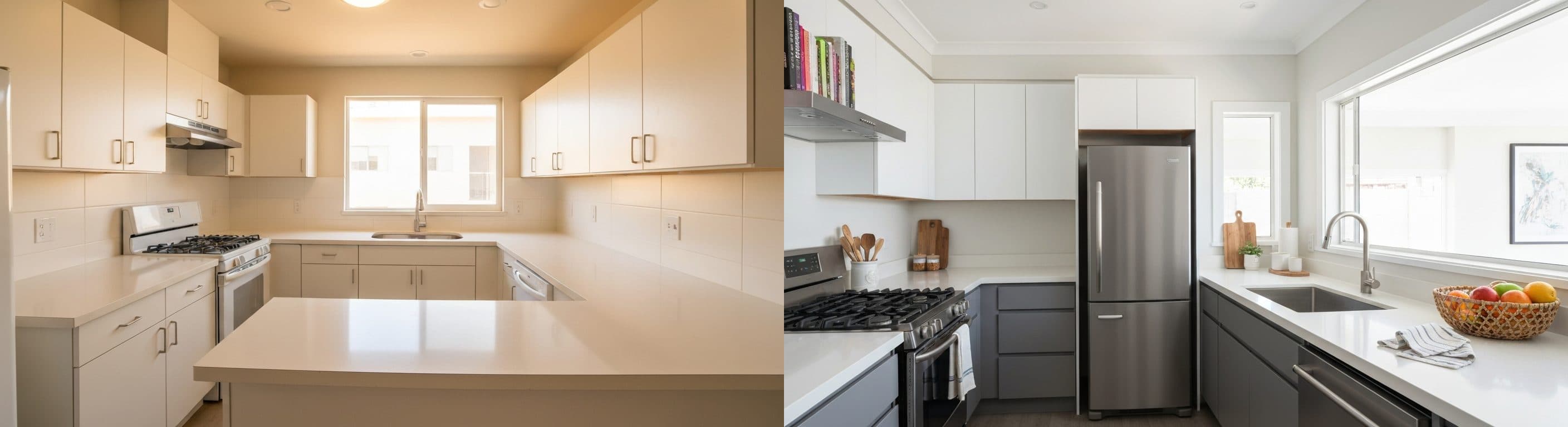 المطبخ: قبل وبعد التجهيز الافتراضي