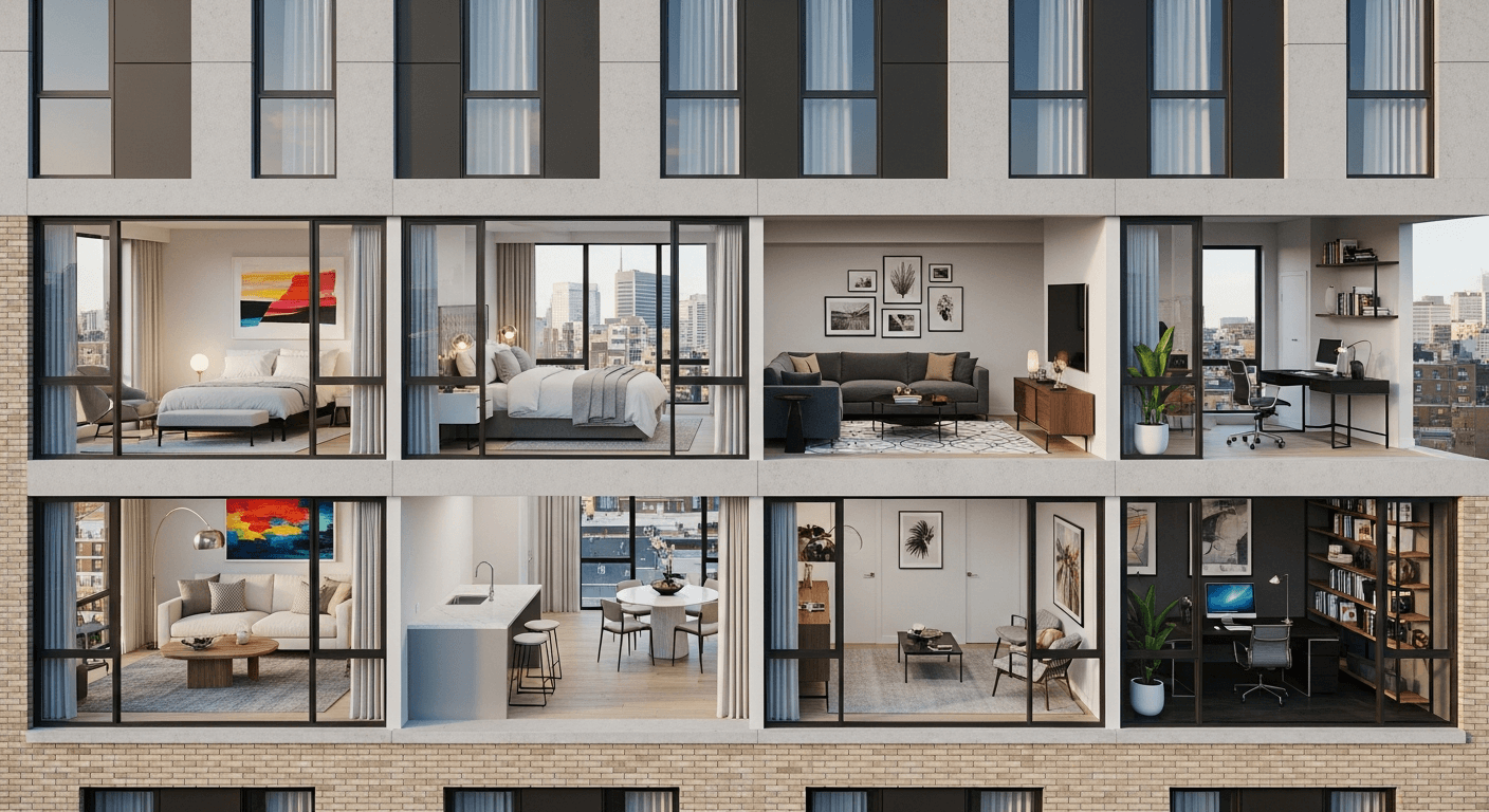 عقار مؤجر حديث بتصميم داخلي افتراضي، جاهز للبيع