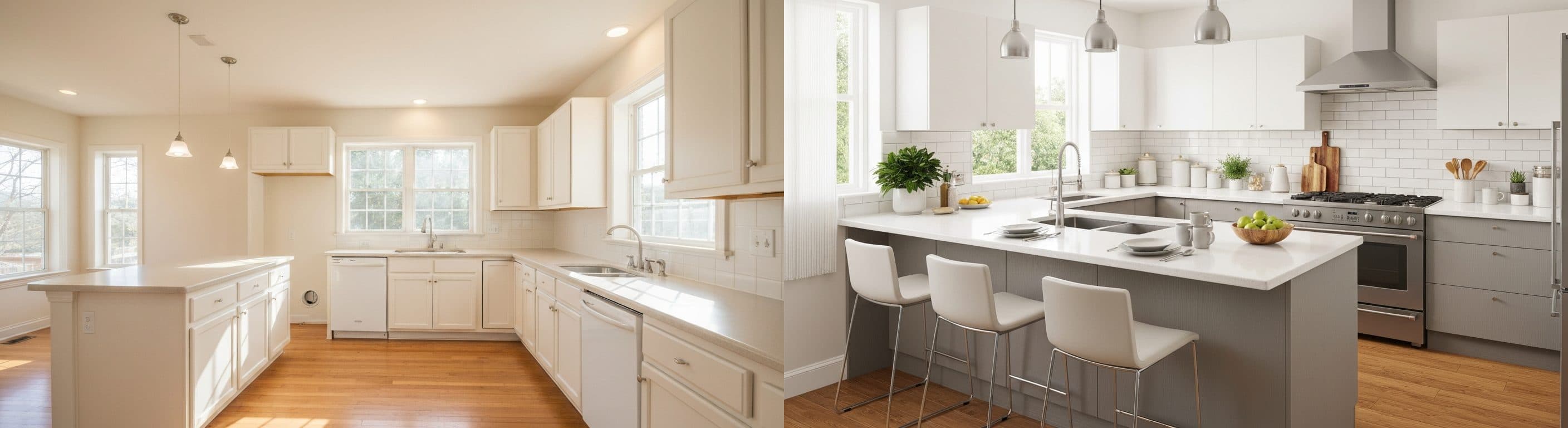 Kjøkken: før vs etter virtuell styling