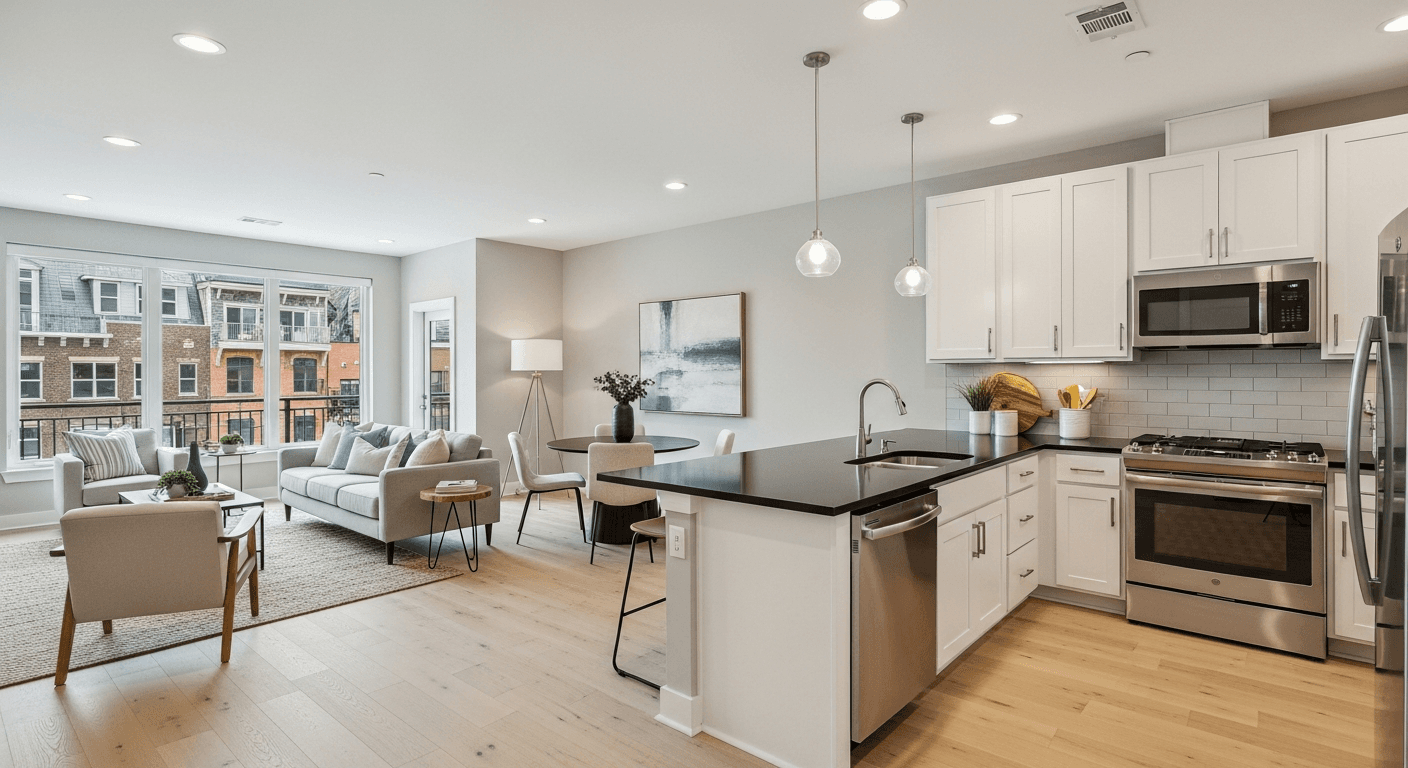 Moderne Wohnung mit Home Staging, bereit zum Verkauf